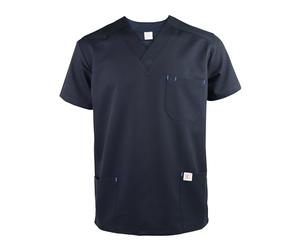JONATHAN UNIFORM Col V Blouse Medicale Homme Stretch Manche Courte 3 Poches Vêtements Médicals, Tenue Infirmiere Professionnelle Blouse Medecin Dentiste (Marine Bleu, M)