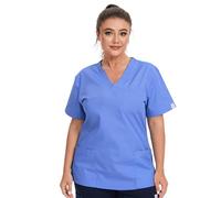 JONATHAN UNIFORM V Col Blouse Medicale Femme Bleu 3 Poches Vêtements Médicals, Tenue Medicale Femme Manches Courtes pour Medecin Infirmiere Dentiste (Ciel Bleu, 3XL)
