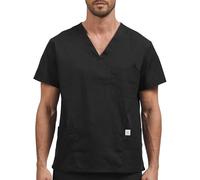 JONATHAN UNIFORM V Col Blouse Medicale Homme Manches Courtes 3 Poches, Vêtements Médicals pour Medecin Infirmiere Dentiste Aides Soignants (Noir, S)