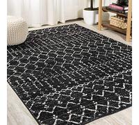 JONATHAN Y MOH101D-8 Tapis marocain Diamant Vintage Boho branché bohème Intérieur, Facile à Nettoyer, Chambre, Cuisine, Salon, Anti-Peluche, 240 cm x 300 cm, Noir/Ivoire