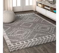 JONATHAN Y MOH200C-8 Amir Tapis marocain Beni Souk champêtre Rustique géométrique Intérieur, Facile à Nettoyer, Chambre, Cuisine, Salon, Anti-Peluche, 240 cm x 300 cm, Gris, Crème