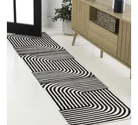 JONATHAN Y SCN101G-28 Odense Tapis de Couloir d'intérieur très Profond et Minimaliste à Angle géométrique, Noir/Blanc, 0,6 x 2,4 m, ne perd Pas Ses Poils, résistant aux Taches, Nettoyage Facile pour
