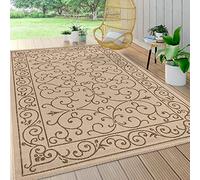 JONATHAN Y SMB106A-5 Charleston Tapis Tissu texturé Filigrane Vintage Intérieur/Extérieur, Facile à Nettoyer, Chambre, Cuisine, Cour, Patio, Anti-Peluche, 150 cm x 240 cm, Beige/Brun