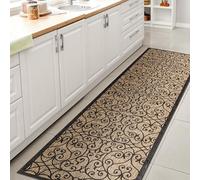 JONATHAN Y SMB107A-28 Madrid Tapis de Passage Tissu texturé Filigrane Vintage Intérieur/Extérieur Noir/Kaki 60 cm x 240 cm, Classique, Facile à Nettoyer, Salon, Cour, Anti-Peluche
