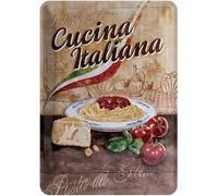 JONBT Plaque en métal vintage pour cuisine Cucina Italiana Fast Food Shop - Décoration murale rétro de jardin - Décoration murale vintage en aluminium rustique - Affiche en métal pour garage et bar