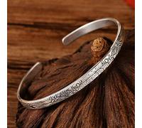 Bracelet Jonc Argent Femme,Femmes 925 Bracelet en Argent Carve Vintage Motif Ethnique Ouvert Manchette Bracelet Amitié Bracelet Dames Bijoux en Argent Cadeaux d'anniversaire pour Sœurs Ami Maman