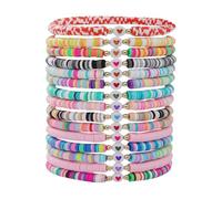 Jonc Bracelet Acier Bijoux Star Polymer Beaded Pearl Clay Stackable Charm Kidcore Aesthetic Summer Beach Layering Bracelets Jewelry For Girls Women Teens Avec Bracelet Couple Cadeau (G, One Size)