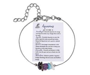 Jonc Bracelet Couple Choix Classique Bracelet Taureau Gémeaux Cancer Sagittaire Cadeaux Bracelet de cheville Cadeau du zodiaque naturelle Plusieurs Rose Lune Phrases Couleurs Bijoux (I, One Size)