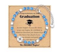 Jonc Bracelet Naturelle Plaqué Perlé Bracelet pour filles et femmes e lycée et d'université inspirante, cadeaux de remise de diplôme 2024 Valentin Empilable Perle Anneaux (C, One Size)