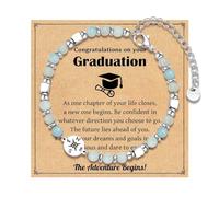 Jonc Bracelet Naturelle Plaqué Perlé Bracelet pour filles et femmes e lycée et d'université inspirante, cadeaux de remise de diplôme 2024 Valentin Empilable Perle Anneaux (A, One Size)