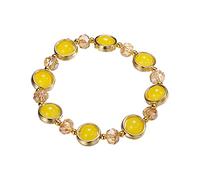 Jonc Élastique 2 Mm Perles Bijoux Bracelet en verre de dégradé Chaîne de bracelet en glaçure colorée pour le cadeau des camarades de t des amis de la fille En Mm Bracelet Bracelets (Yellow, A)