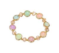 Jonc Élastique 2 Mm Perles Bijoux Bracelet en verre de dégradé Chaîne de bracelet en glaçure colorée pour le cadeau des camarades de t des amis de la fille En Mm Bracelet Bracelets En (D, A)