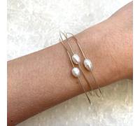 Jonc fin perles blanches joyce taille s (tour de main 18-19 cm)