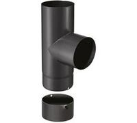 Joncoux Coude T de 90° d'angle - avec tampon - émail 0.7MM - noir mat - Ø180MM