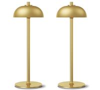 JONEMO Lot de 2 lampes de table sans fil rechargeables, 5000 mAh, 3 couleurs à intensité variable pour intérieur/extérieur, parfaites pour le dîner, la maison, les restaurants (doré), doré-2