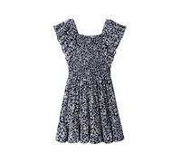 JONEN Robe Smockée Imprimée Manches Courtes Viscose Marine 9A
