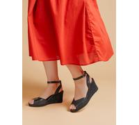 Jones Bootmaker Jones Bootmaker Black Leather Leather Wedge Heeled Sandals