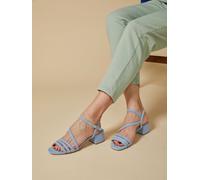 Jones Bootmaker Jones Bootmaker Light Blue Standard Fit Ginette Leather Sandals
