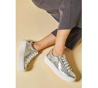 Jones Bootmaker Jones Bootmaker Silver Amaliada Leather Platform Trainers