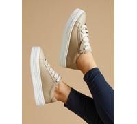 Jones Bootmaker Jones Bootmaker Stone Amaliada Leather Platform Trainers