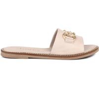 Jones Bootmaker Jones Bootmaker Taupe Gold Emillina Leather Buckle Mule Sandals