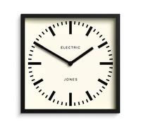 JONES CLOCKS® Box Horloge Murale ferroviaire | Horloge de Gare carrée | 25cm | Noir | Look Design Cool pour la Cuisine, Le Salon ou Le Bureau