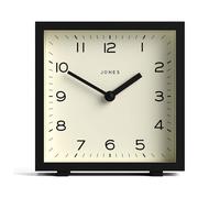JONES CLOCKS® Disco Horloge de Bureau | Design carré élégant | Noir | Élégant et Facile à Lire pour Une étagère, Une Table, Un Manteau de cheminée ou Un Chevet