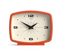 JONES CLOCKS® Film Horloge de Bureau | Design rectangulaire rétro | Orange | Style Milieu du siècle avec Finition Moderne pour étagère, Table, Manteau de cheminée ou Chevet