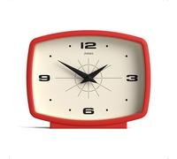 JONES CLOCKS® Film Horloge de Bureau | Design rectangulaire rétro | Rouge | Style Milieu du siècle avec Finition Moderne pour étagère, Table, Manteau de cheminée ou Chevet