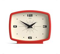 JONES CLOCKS® Film Horloge de Bureau | Design rétro rectangulaire | Rouge | Design rétro, associant style mid-century et finition moderne percutante pour étagère, table ou manteau