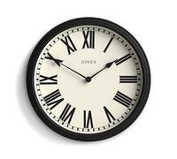 JONES CLOCKS® Hackney Horloge Murale | Horloge Classique en Chiffres Romains | 30 cm | Noir | Design Traditionnel Parfait pour Les Cuisines, Les couloirs ou Les espaces de Vie de caractère.
