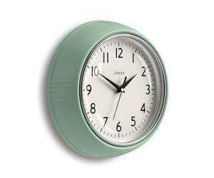 JONES CLOCKS® Ketchup Horloge Murale | Horloge Ronde rétro de Diner | 25cm | Néo Vert Menthe | Idéal pour la Cuisine, Le Salon, Le Bureau ou la Chambre à Coucher | des Chiffres faciles à Lire