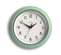 JONES CLOCKS® Ketchup Murale | Horloge de dîner rétro Ronde | 25cm | Néo Vert Menthe | Idéal pour la Cuisine, Le Salon, Le Bureau ou la Chambre à Coucher | Chiffres faciles à Lire