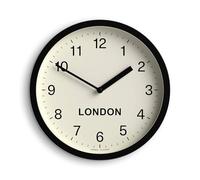 JONES CLOCKS® London Time Zone horaire Horloge Murale | Petite Horloge Ronde Moderne | 20cm | Noir | Chiffres faciles à Lire | Idéale pour Cuisines, Bureaux Maison et espaces de Travail partagés