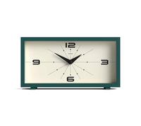 JONES CLOCKS® Odeon Horloge de Bureau | Design rectangulaire Moderne | Vert foncé | Look rétro élégant pour étagère, Table, Manteau de cheminée ou Chevet