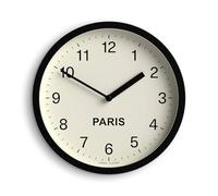 JONES CLOCKS® Paris Time Zone horaire Horloge Murale | Petite Horloge Ronde Moderne | 20cm | Noir | Chiffres faciles à Lire | Idéale pour Cuisines, Bureaux Maison et espaces de Travail partagés