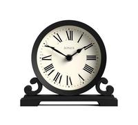 JONES CLOCKS® Saloon Horloge de cheminée | Conception Traditionnelle à Double Volute | Noir | Chiffres Romains | Style Classique pour Bureau, Table, étagère ou Chevet