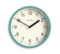 JONES CLOCKS® Spin Horloge Murale | Petite Horloge Ronde Moderne | 20cm | Bleu Sarcelle | Chiffres faciles à Lire | Idéal pour la Cuisine, Le Bureau, la Chambre d’Enfant ou Tout Petit Espace