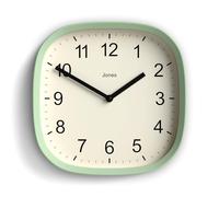 JONES CLOCKS® Sprite Horloge Murale | Horloge carrée Arrondie rétro Moderne | 25cm | Néo Vert Menthe | Chiffres faciles à Lire | Parfait pour la Cuisine ou Le Bureau