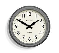 JONES CLOCKS® Télécom Horloge Murale | Horloge rétro Ronde Vintage | 27 cm | Gris Moyen | Version Moderne d’Un Classique Vintage pour la Cuisine, Le Salon ou Le Bureau