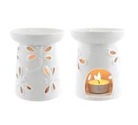Jones Home and Gift Dragonfly Oil Burner - white glazed, Multi-Colour