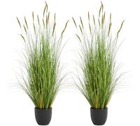 JonesHousaeDeco D463D02 Lot de 2 Plantes artificielles Vertes asiatiques en Pot pour intérieur en Pot - Feuillage décoratif sans tracas - Facile d'entretien - Parfait pour Donner Vie aux espaces