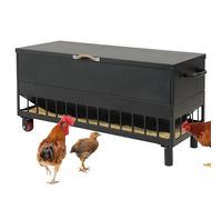 JonesHouseDeco 200 LB Grande Capacité Métallique Mangeoire Poules Automatique, Portabilité Acier Galvanisé par Gravité Distributeur de Convient Aux Poulets et à la Volaille, 38 becs d'alimentation