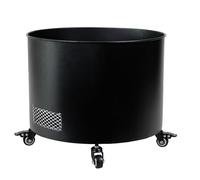 JonesHouseDeco Grand Pot de Fleurs Rond en Acier Noir 43cm avec roulettes Verrouillables, Plateau Interne Amovible, Ventilation du Fond, Grande Capacité, Drainage Propre, Résistant et Durable