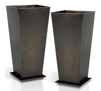 JonesHouseDeco Jardin 71cm Grand planteur en métal 2pcs, Surface Miroir Brillante planteurs côniques carrés Hauts, planteur de Porte Avant pour Arbre avec Soucoupe de Plante à Double Usage