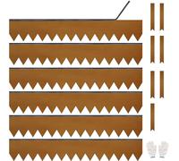 JonesHouseDeco K649B05 Lot de 6 bordures de pelouse galvanisées avec bande adhésive 1 m L x 20 cm H - Revêtement en poudre marron - Bordure de jardin - Bordure décorative en métal - 7 clips