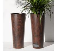 JonesHouseDeco Lot de 2 Pots de Plantes en Acier Marron 71 cm de Haut Pots Ronds en Résistant à la Rouille avec Grilles d'Aération en Acier Inoxydable Jardinière Résistante aux Intempéries