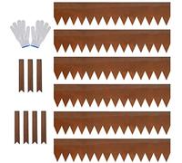 JonesHouseDeco Lot de 6 bordures de pelouse en acier Cor-Ten pré-rouillé de 20 cm de hauteur - Bordure décorative corten robuste de calibre 14 (6 m de longueur totale) avec 7 clips et gants