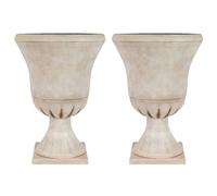 JonesHouseDeco Urne Pot Fleur Pédestal Roma Trophée Pots,55cm 2 pièces,Plantateur d'Urne Beige, Imitation Pierre Romain Porche Pot Les Arbres,Plante Pot Grand Volume,architecte Romain Style