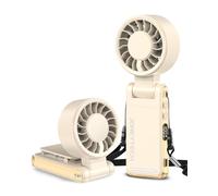 Joneytech Ventilateur portable rechargeable, haute vitesse avec écran LED, réglable à 360°, 5 vitesses, pour la maison, le bureau, la chambre à coucher, l'extérieur (crème)